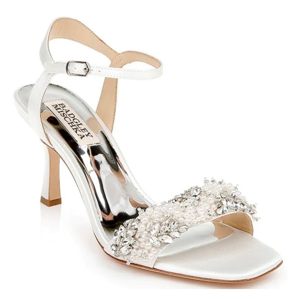 Badgley Mischka White Embellished Heels
